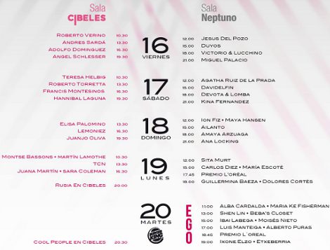 Calendario de Cibeles Madrid Fashion Week
