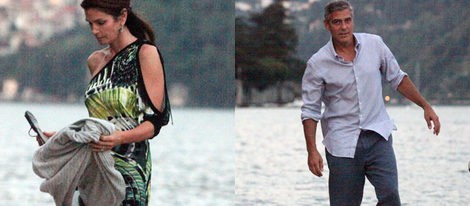 George Clooney y Cindy Crawford disfrutan entre amigos en el lago Como