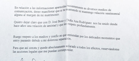 Marina Danko desmiente su relación con José Bono mediante un comunicado