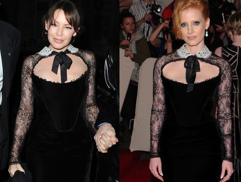 Jessica Chastain y Kylie Minogue con vestido de Emilio Pucci