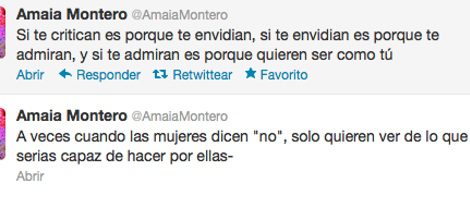 Tuits de la cantante Amaia Montero