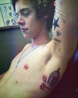 Harry Styles luciendo sus tatuajes