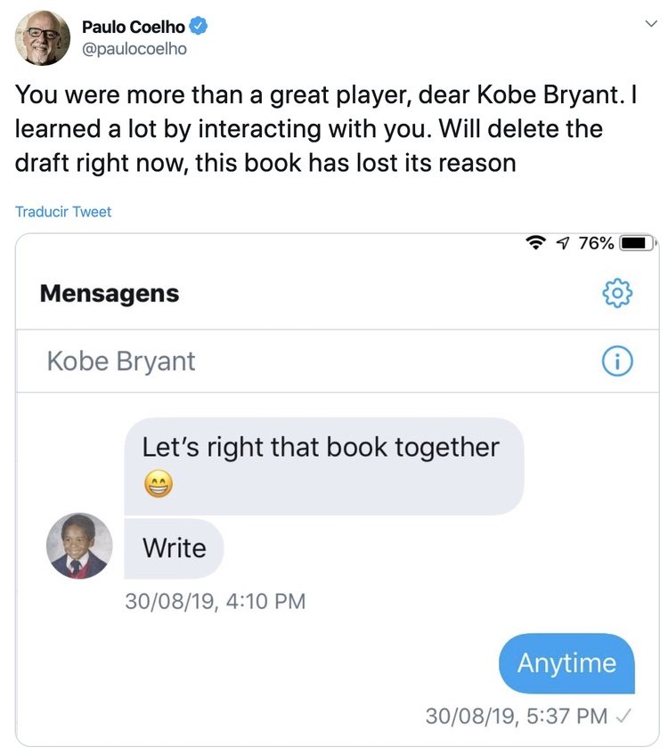 La conversación de Paulo Coelho y Kobe Bryant en Twitter