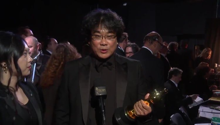 Bong Joon-ho tras ganar el premio a Mejor dirección