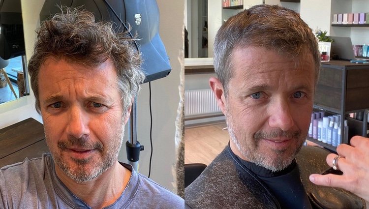 El Príncipe Federico antes y después del corte de pelo