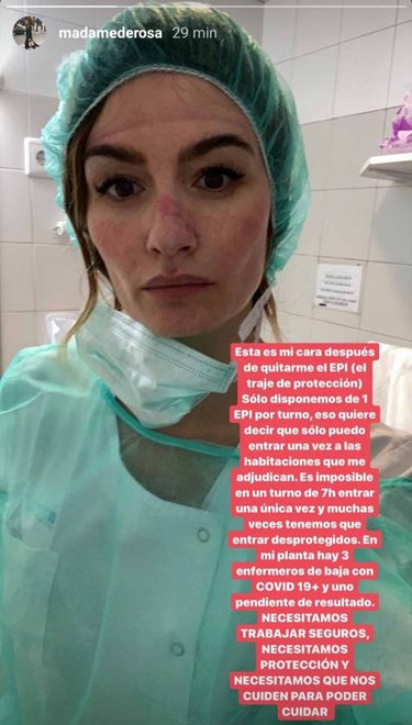Ángela Rozas estuvo trabajando de enfermera con pacientes de covid-19 | Foto: Instagram