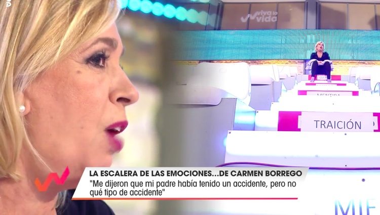 Carmen Borrego en lo alto de su escalera / Telecinco.es