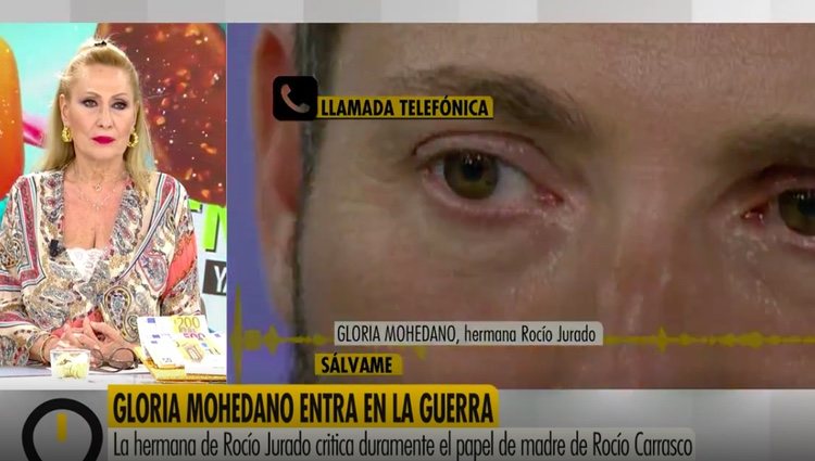 Rosa Benito escuchando la llamada de Gloria Mohedano / Telecinco.es