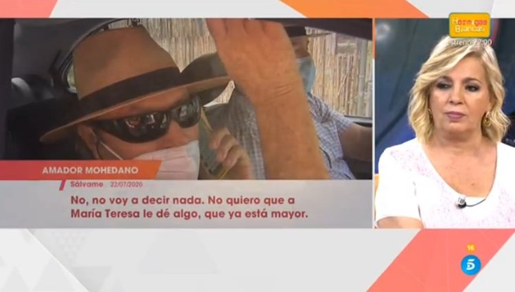 Carmen Borrego escuchando las palabras de Amador sobre su madre / Telecinco.es