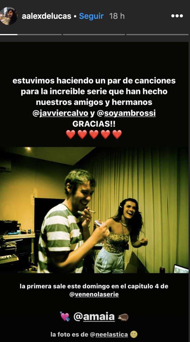Álex de Lucas y Amaia Romero pondrá voz a </p><p>la banda sonora de 'Veneno' | Foto: Instagram