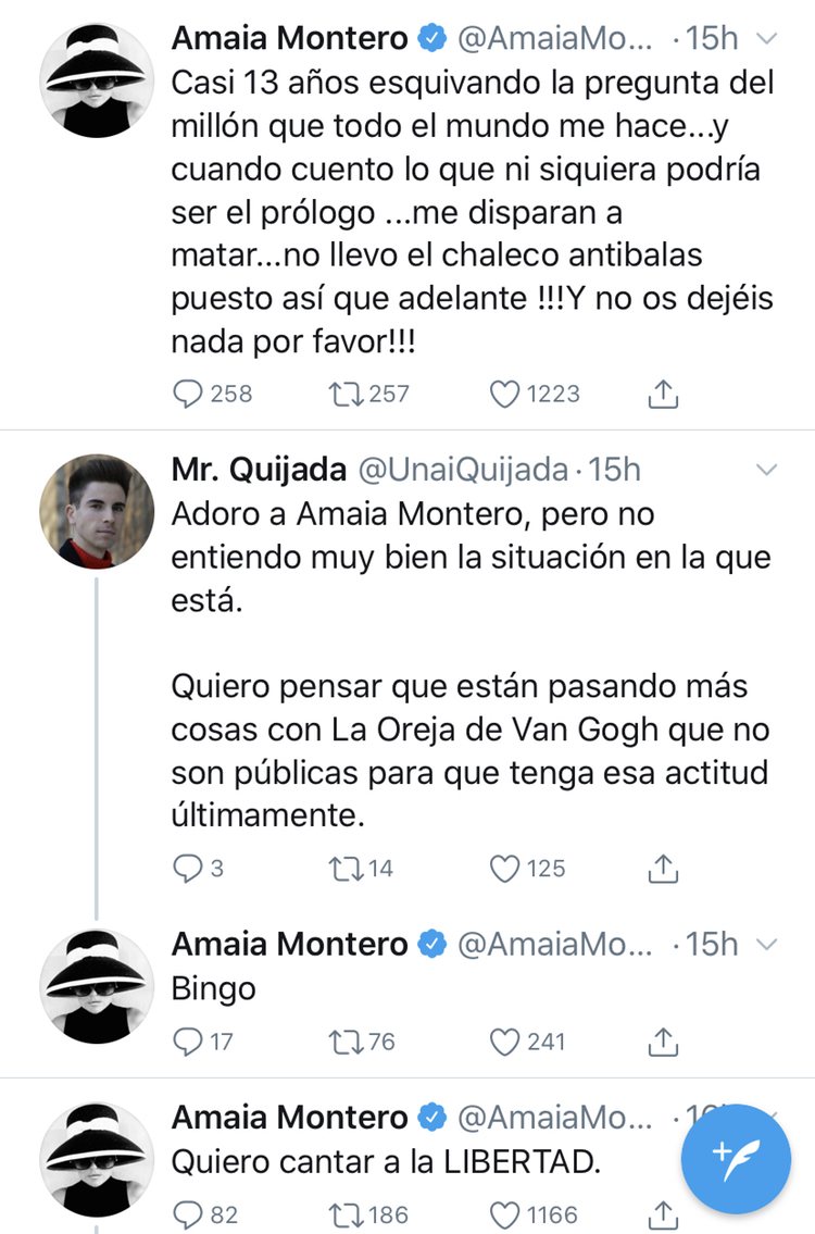 Amaia Montero, muy directa en sus mensajes de Twitter