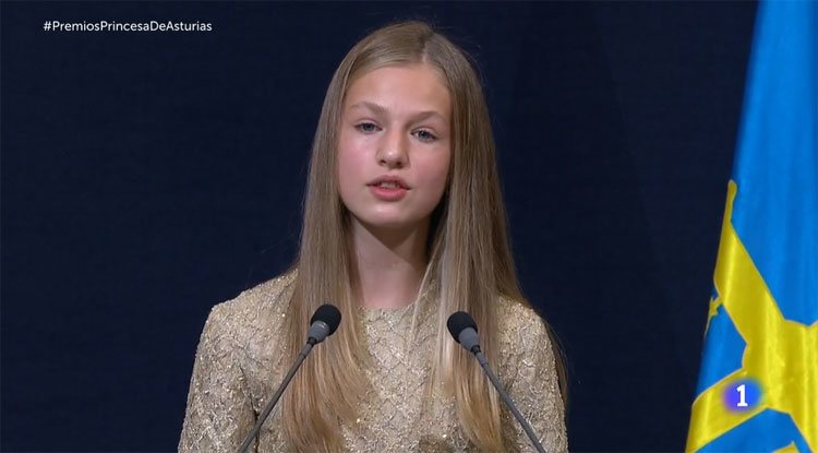 La Princesa Leonor durante su discurso en los Premios Princesa de Asturias 2020
