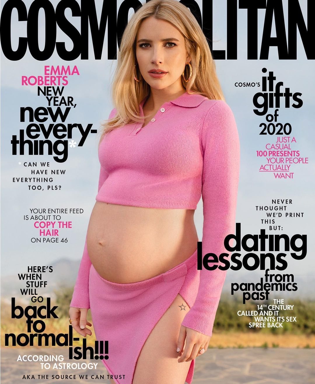Emma Roberts en la portada de Cosmopolitan