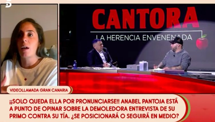 Anabel Pantoja viendo las imágenes de 'Cantora' / Telecinco.es