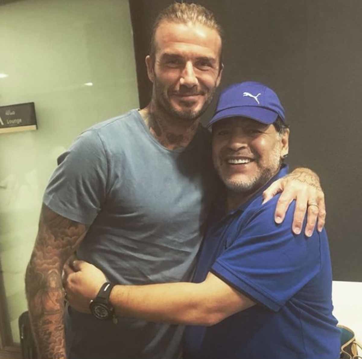 Maradona con David Beckham / Foto: Instagram