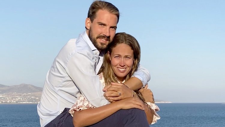 Felipe de Grecia y Nina Flohr en el anuncio de su compromiso