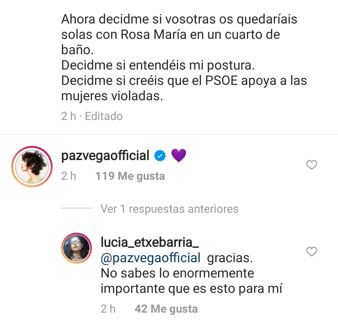 Paz Vega comentó con un corazón una publicación de Lucía Etxebarría tildada de transfoba | Foto: Instagram