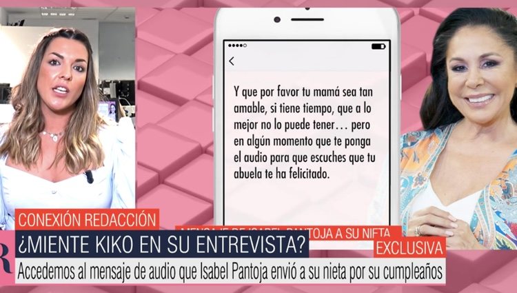 El mensaje de Isabel Pantoja a su nieta | Foto: telecinco.es