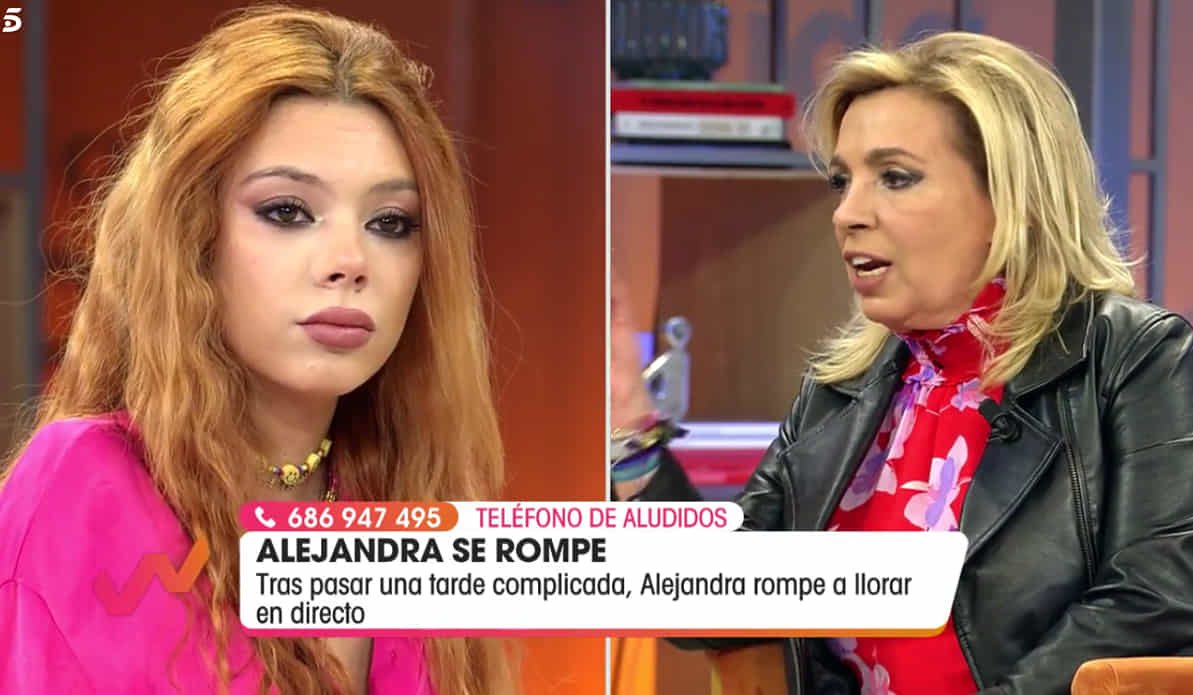 Alejandra Rubio rompió a llorar en directo tras la discusión con Carmen Borrego | Foto: Telecinco.es