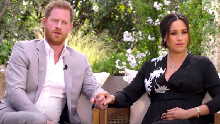 El Príncipe Harry y Meghan Markle durante su entrevista con Oprah Winfrey