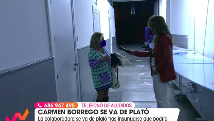 Carmen Borrego abandona el plató de 'Viva la Vida'. /Foto: telecinco.es