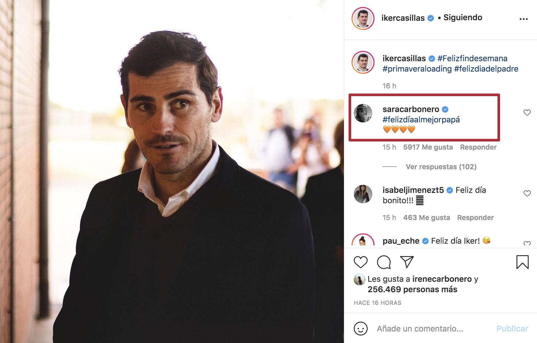 Las bonitas palabras de Sara Carbonero a Iker Casillas en el Día del Padre 2021 | Foto: Instagram