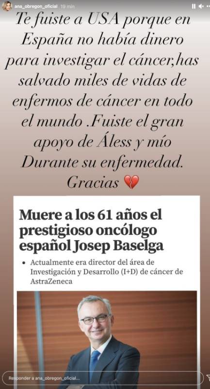 El mensaje de cariño que ha compartido Ana Obregón para despedir al oncólogo de su hijo/ Foto: Instagram