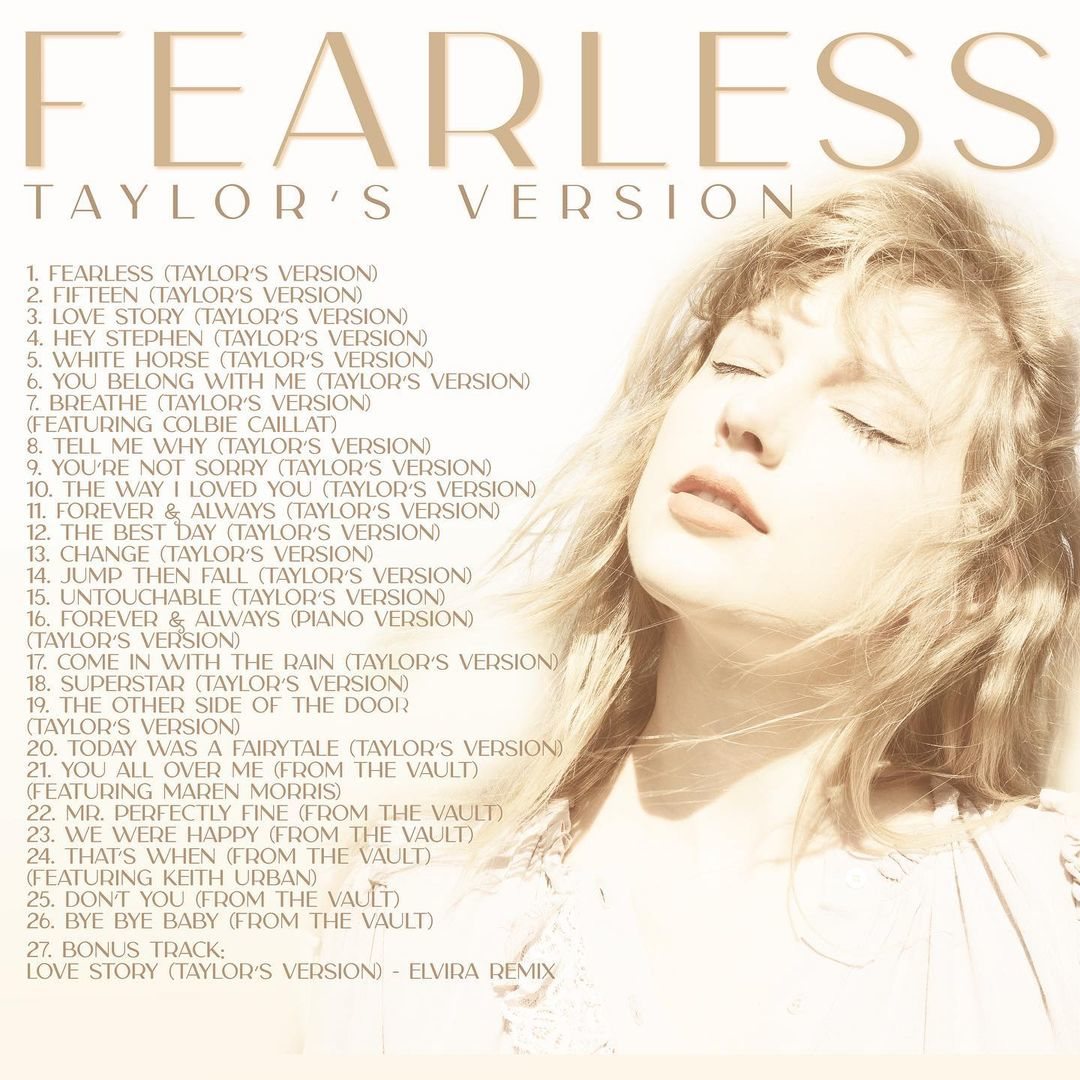 Listado de canciones de 'Fearless'