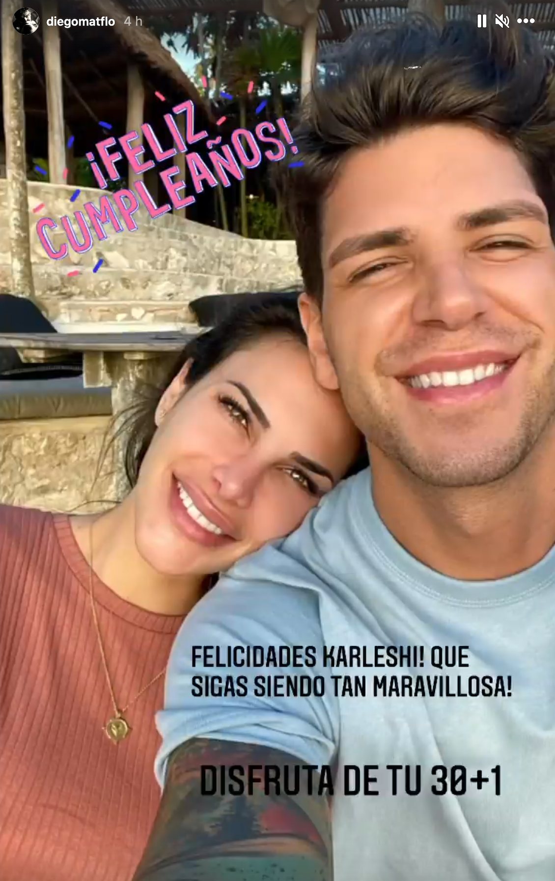 Diego Matamoros felicita a Carla Barber/ Foto: Instagram