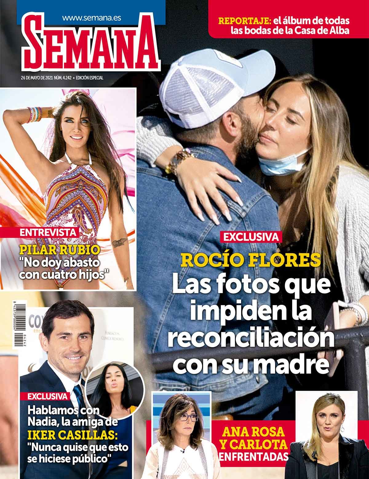 Rocío Flores abrazando a su padre en la portada de Semana