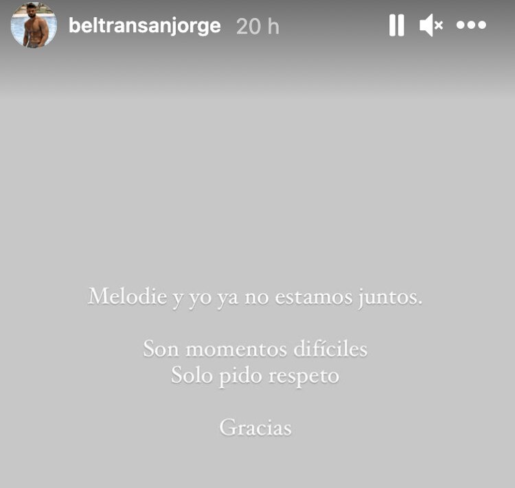 Melodie y Beltrán han confirmado su ruptura a través de sus redes sociales | Foto: Instagram