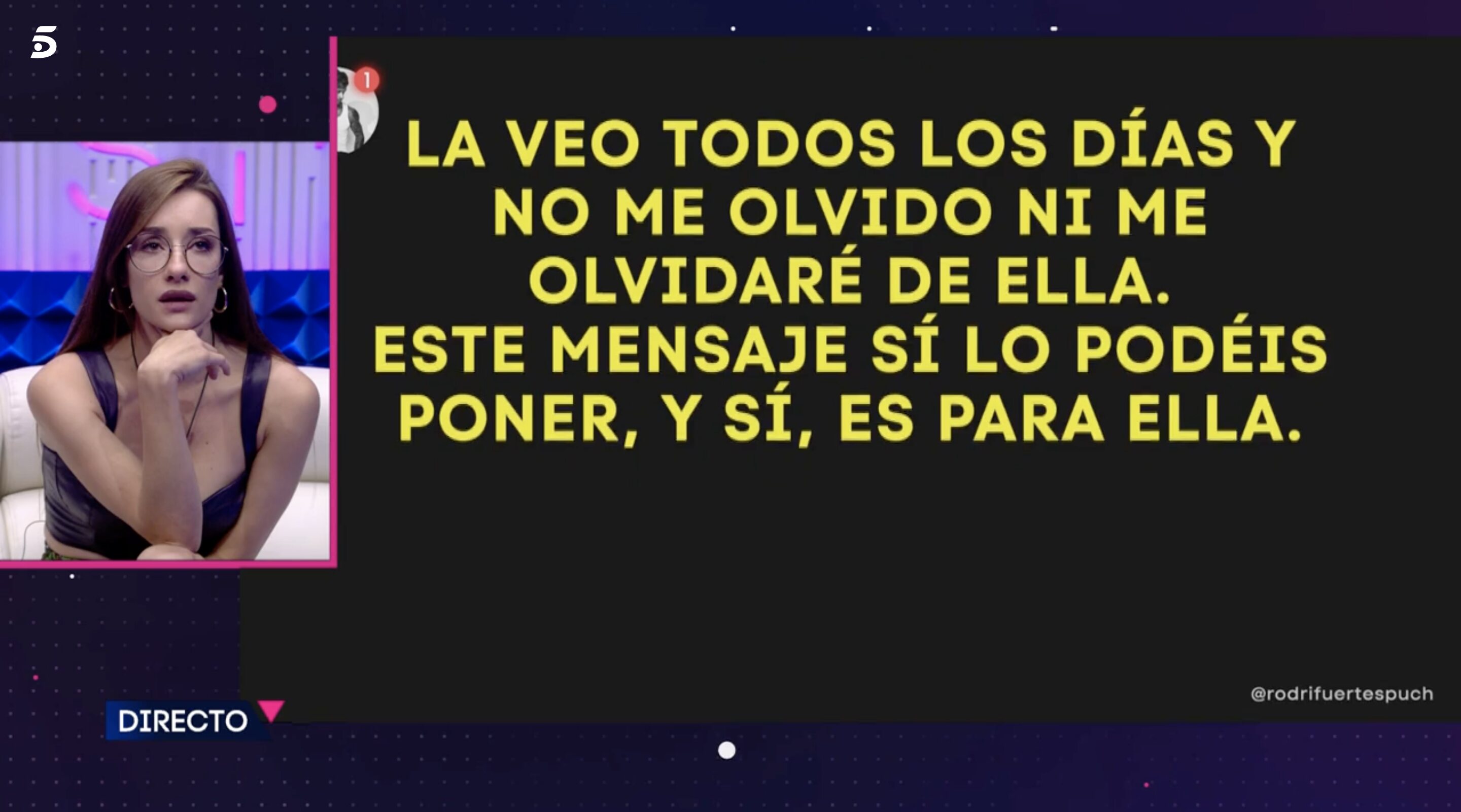 Adara accedió a leer el último mensaje de Rodri Fuertes | Foto: Telecinco.es