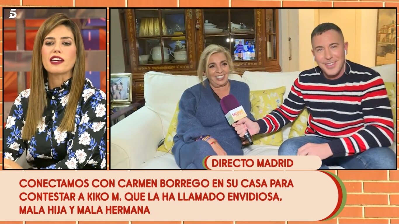 Carmen Borrego conectando con 'Sálvame' desde su casa / Telecinco.es