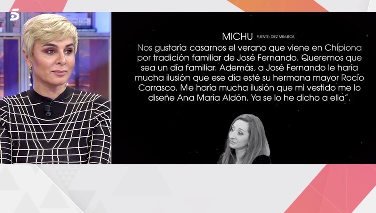 Ana María Aldón habla sobre la boda de Michu y José Fernando / Foto: Telecinco.es