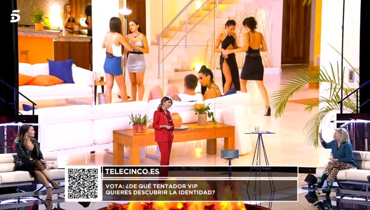 Terelu Campos en 'El debate de las tentaciones' con Sandra Barneda y Nagore Robles / Foto: Telecinco.es