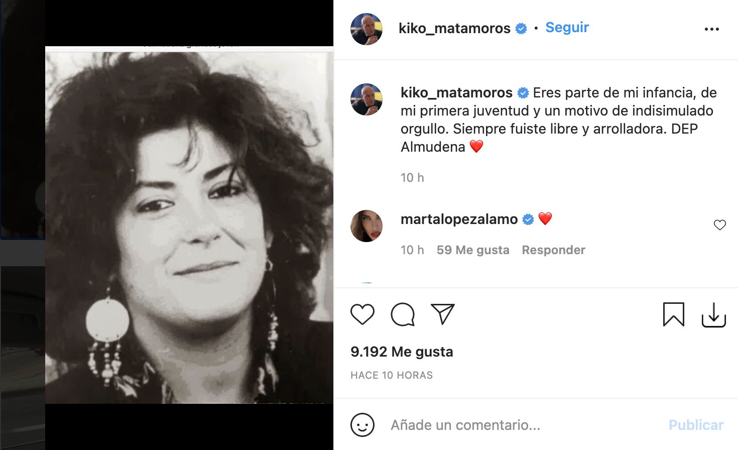 Matamoros recuerda a Almudena Grandes tras su muerte | Foto: Instagram