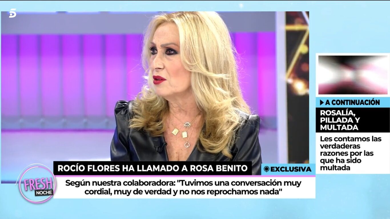 Rosa Benito contando su conversación con Rocío Flores / Telecinco.es