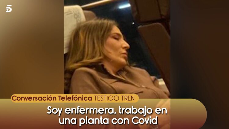 Raquel Bollo sin mascarilla en el AVE / Foto: Telecinco.es