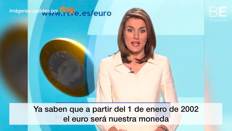 Doña Letizia explicando el euro