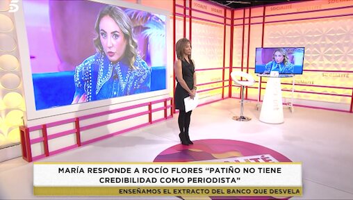 María Patiño en el plató de 'Socialité'/ Foto: telecinco.es