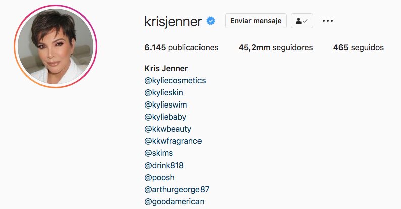 Kris Jenner promociona a todas sus hijas en su perfil de Instagram