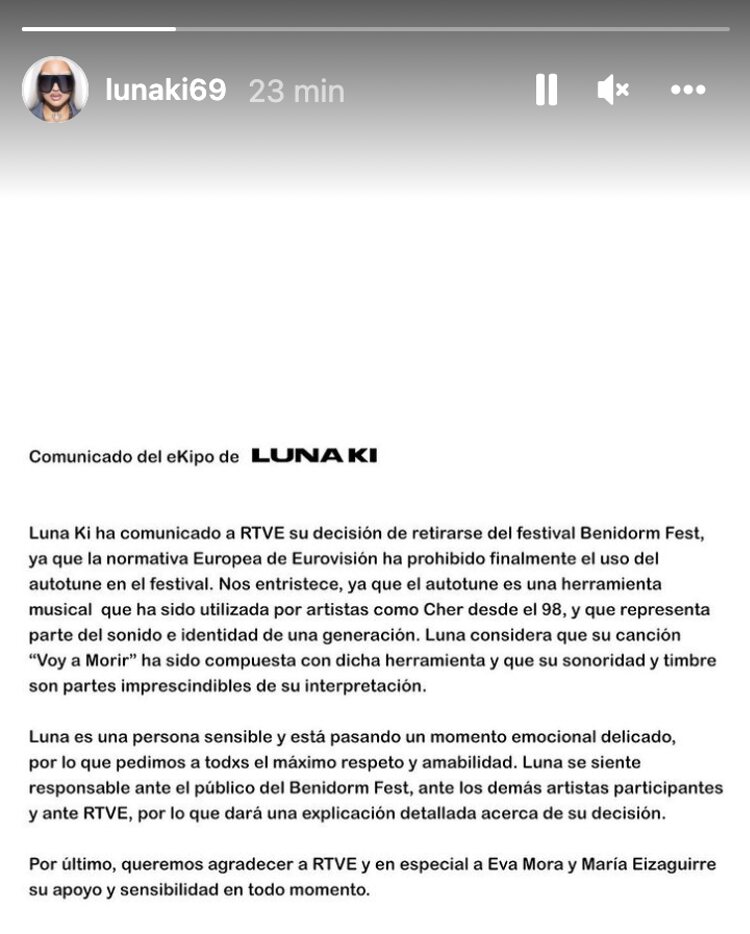 Luna Ki no participará finalmente en el Benidorme Fest | foto: Instagram
