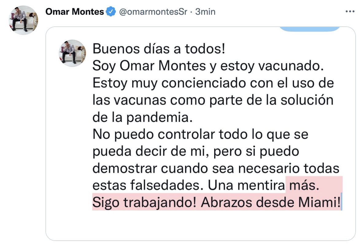 El desmentido de Omar Montes en Twitter