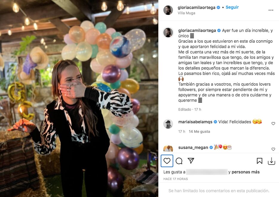 Gloria Camila, muy feliz en su fiesta de cumpleaños | Foto: Instagram