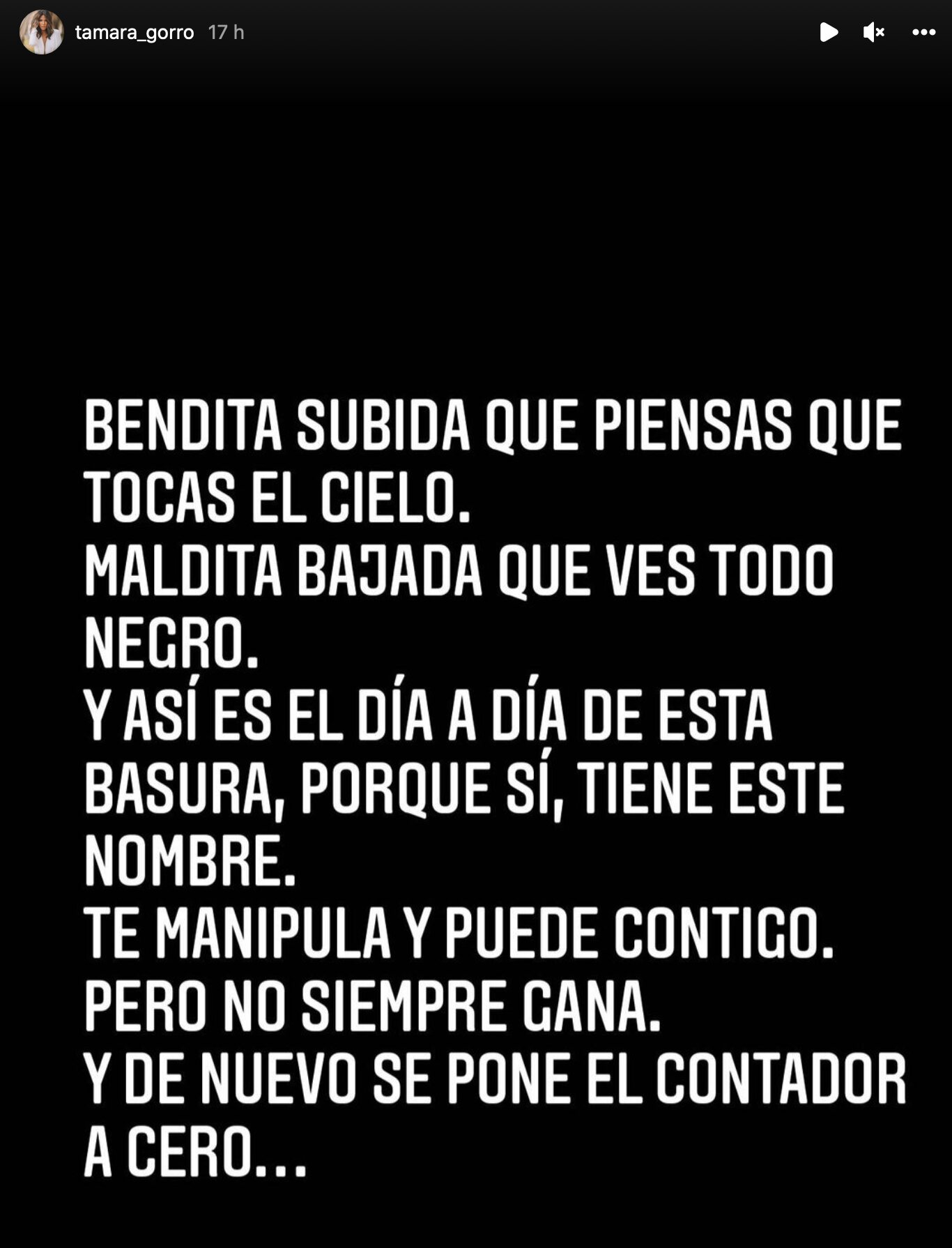 El mensaje que ha compartido Tamara Gorro hablando de su realidad/ Foto: Instagram