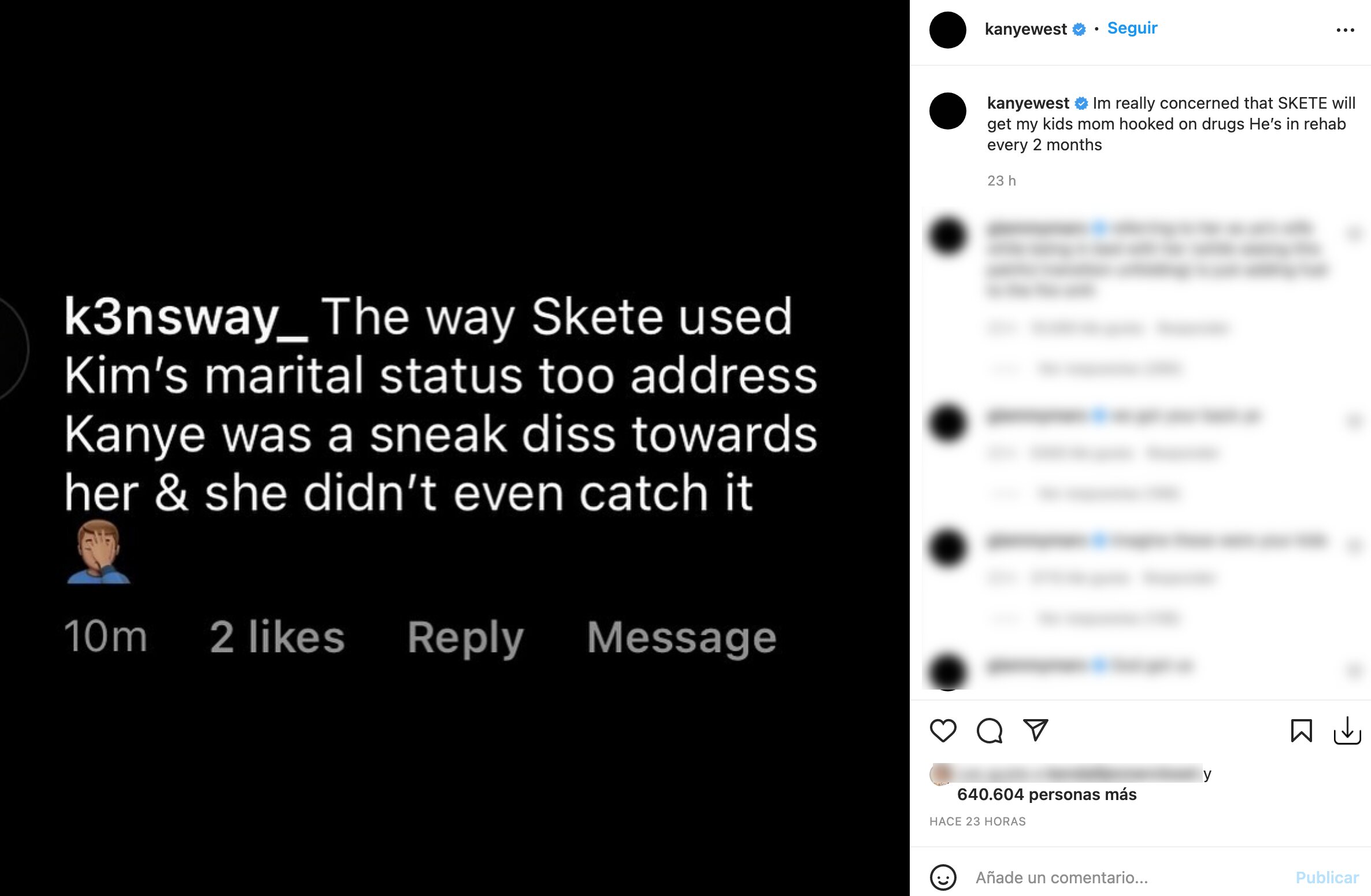 Kanye West lleva meses con ataques a Kim y Pete en Instagram | Foto: Instagram