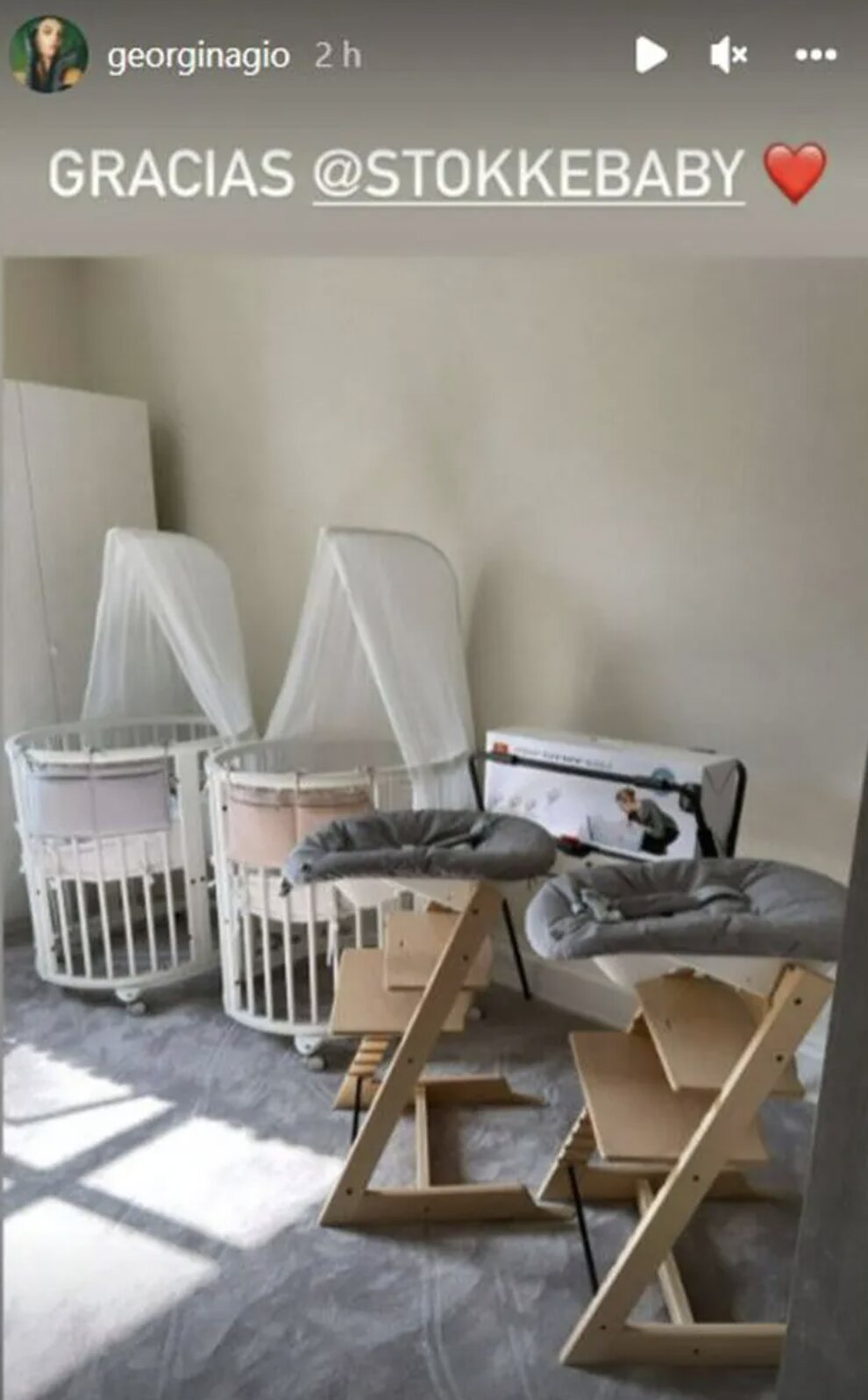 Las cunas y las tronas de los bebés de Georgina Rodríguez/ Foto: Instagram