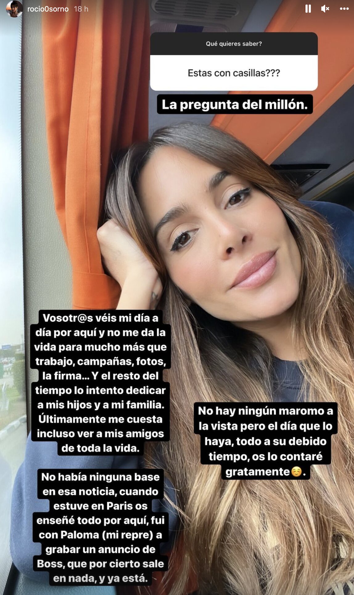 Rocío Osorno contesta a la pregunta de un seguidor/ Foto: Instagram