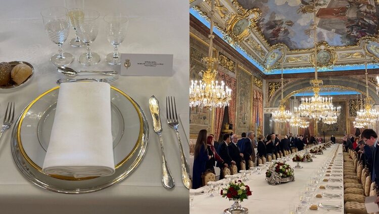 Paz Padilla muestra detalles del almuerzo en el comedor del Palacio Real