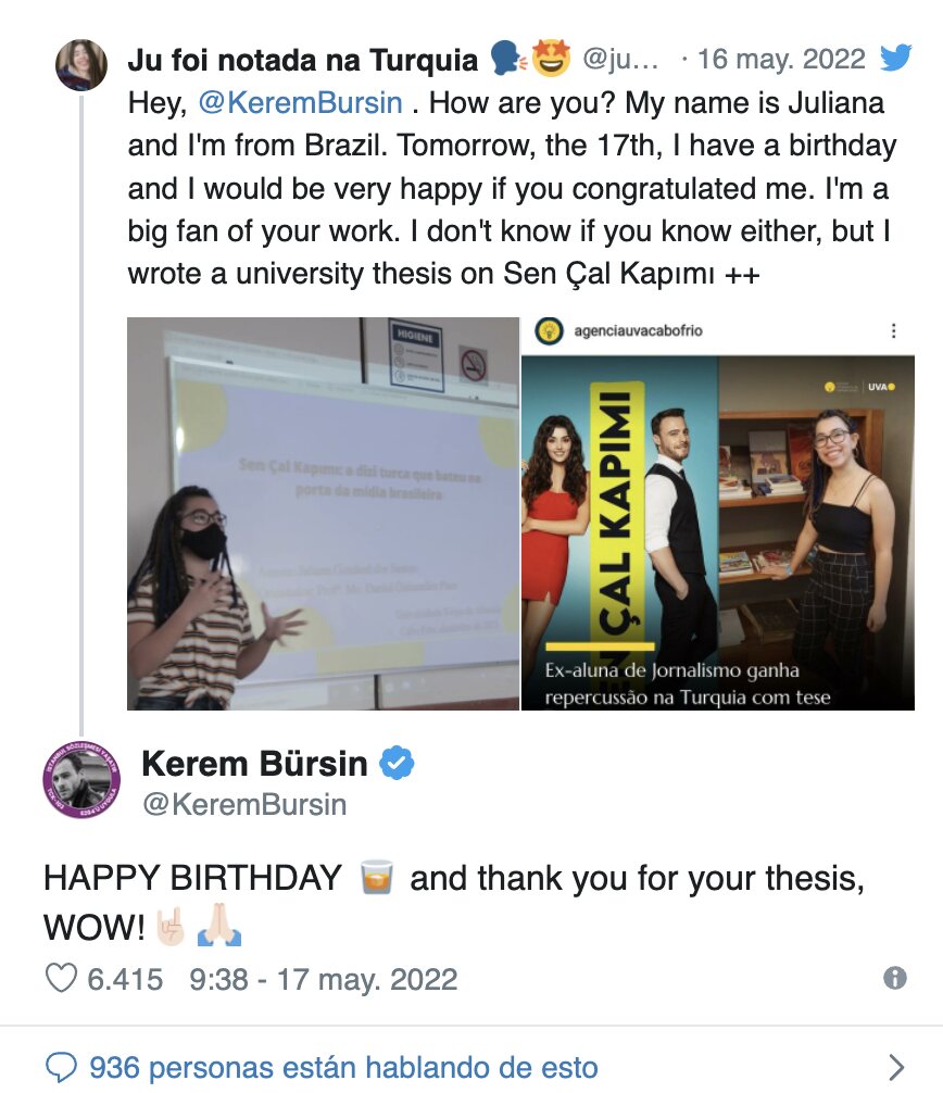 La respuesta de Kerem Bürsin a una fan en Twitter